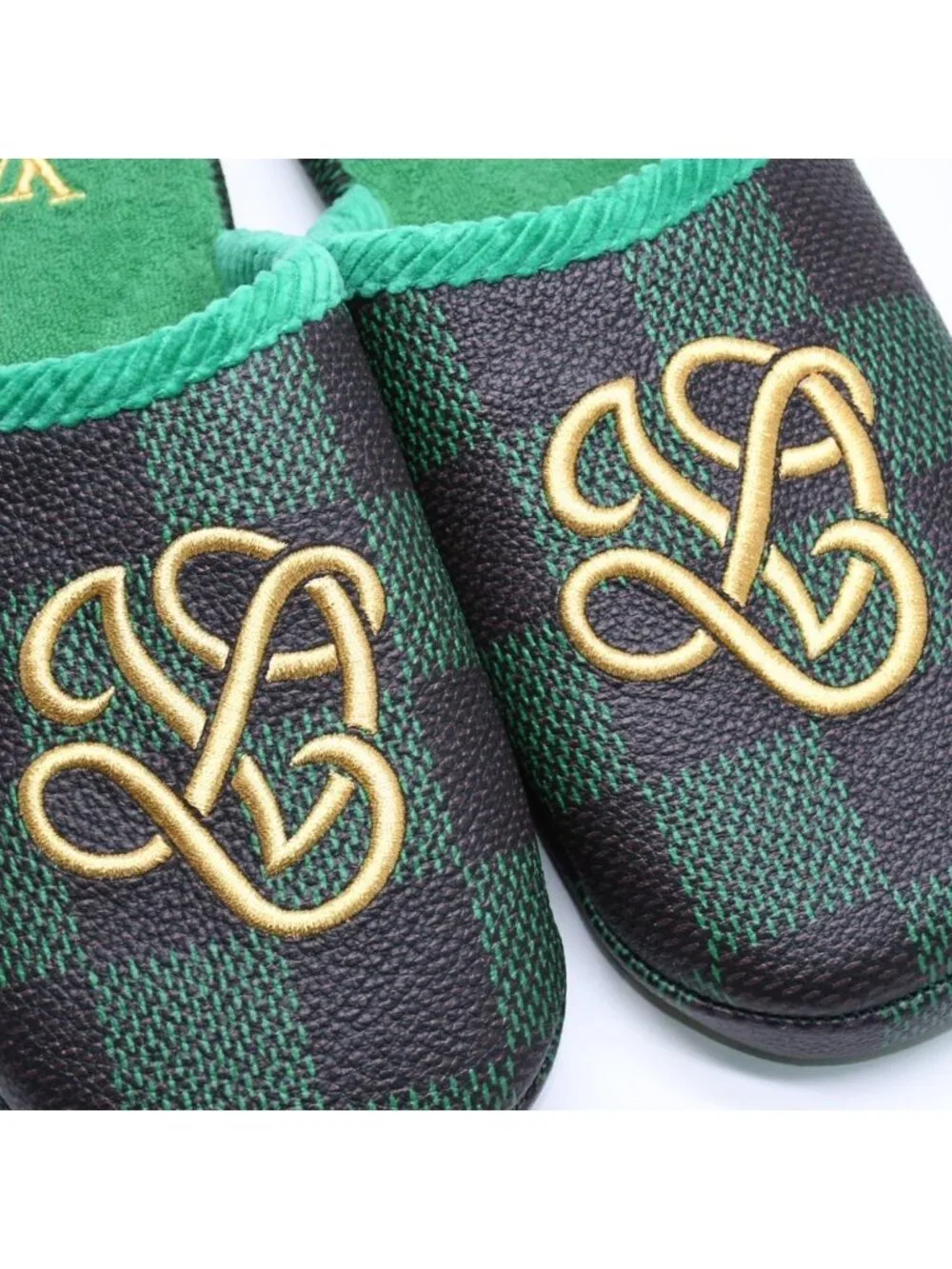 Louis Vuitton LV Palace Line Mules Slippers Damier Pattern Pop Green